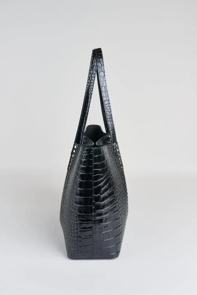 Outlet 8211 Women Handbags Elie Tahari Crocodile Embossed Leather Tote Black