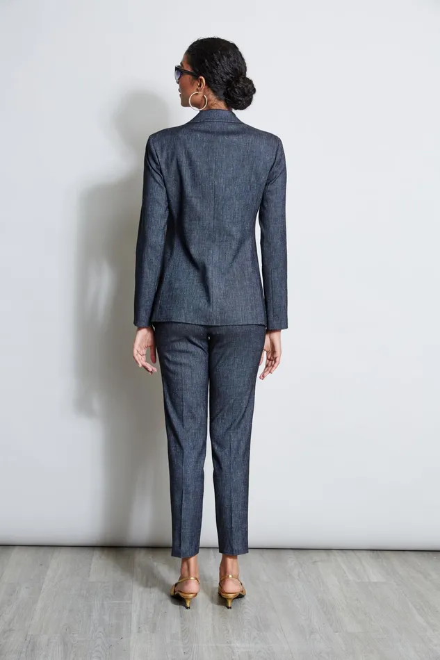 Outlet 8211 Women Jackets and Blazers Elie Tahari Linen Crest Button Blazer Denim