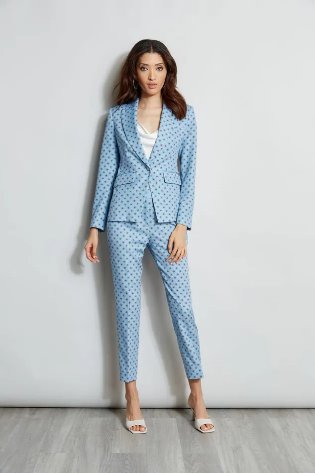 Outlet 8211 Women Jackets and Blazers Elie Tahari Sun Print Single Button Blazer Sun Blue Print