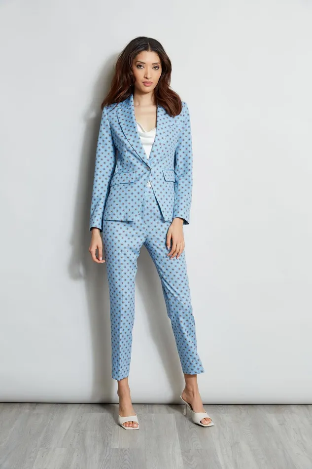 Outlet 8211 Women Jackets and Blazers Elie Tahari Sun Print Single Button Blazer Sun Blue Print