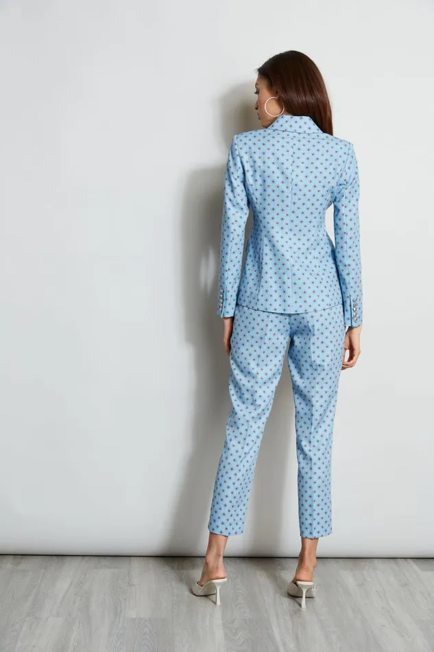 Outlet 8211 Women Jackets and Blazers Elie Tahari Sun Print Single Button Blazer Sun Blue Print