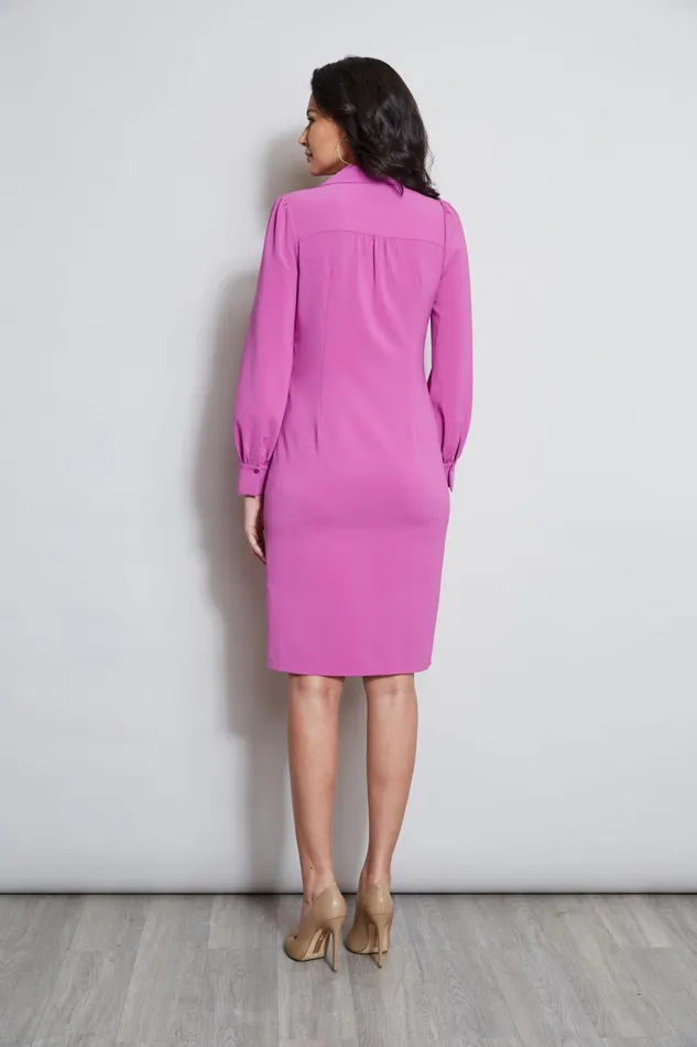Outlet 8211 Women Long Sleeve Dresses Elie Tahari Mock Wrap Tie Dress Peony