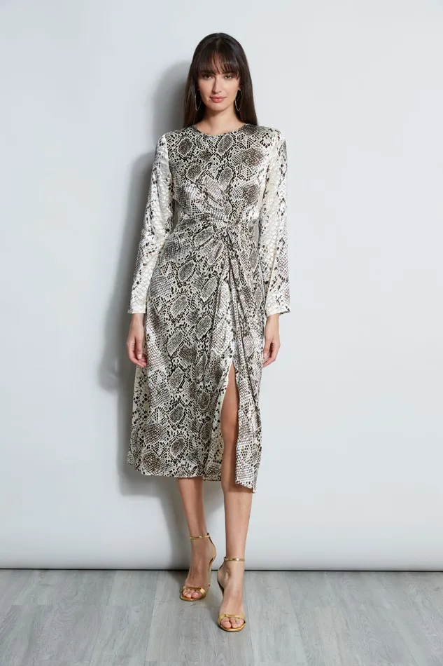 Outlet 8211 Women Midi Dresses Elie Tahari Burnout Silk Python Dress Boa Burnout