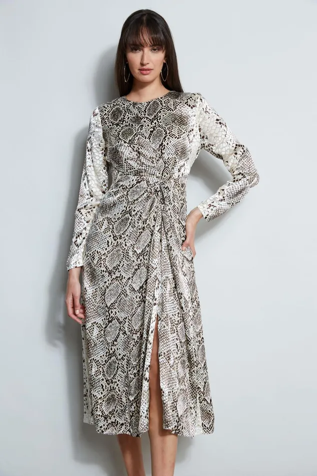 Outlet 8211 Women Midi Dresses Elie Tahari Burnout Silk Python Dress Boa Burnout