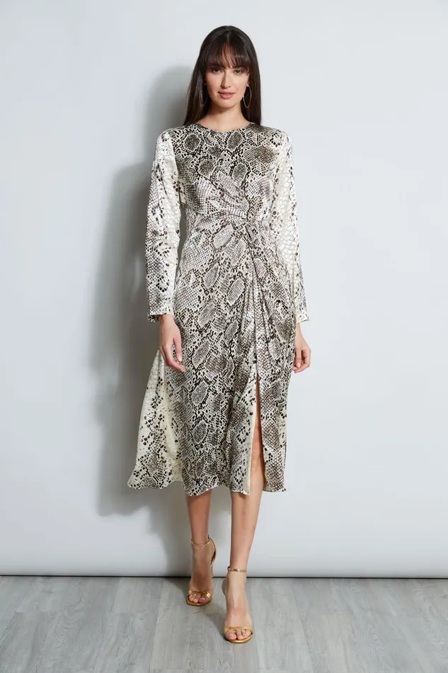 Outlet 8211 Women Midi Dresses Elie Tahari Burnout Silk Python Dress Boa Burnout