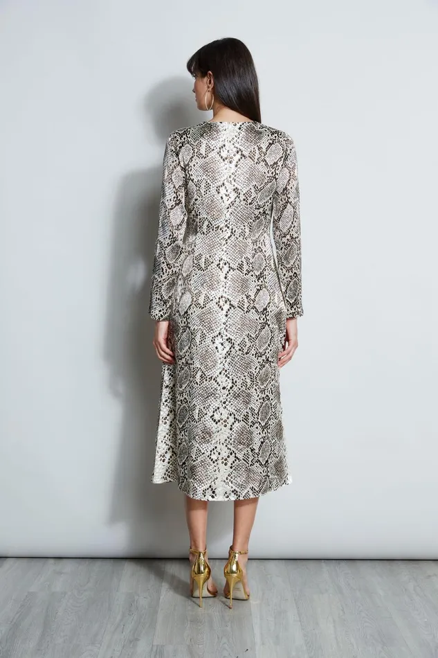 Outlet 8211 Women Midi Dresses Elie Tahari Burnout Silk Python Dress Boa Burnout