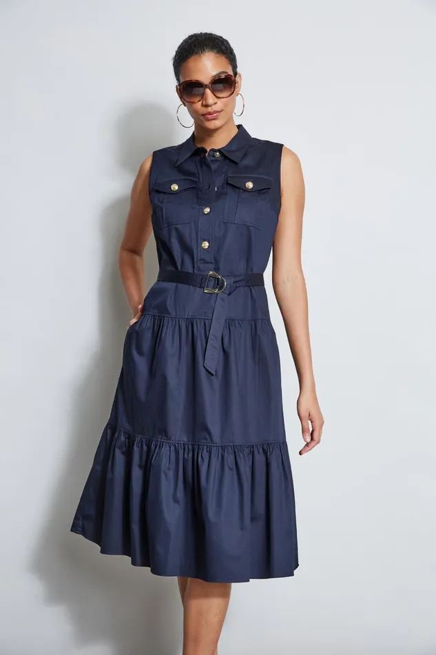 Outlet 8211 Women Midi Dresses Elie Tahari Cotton Utility Dress Stargazer