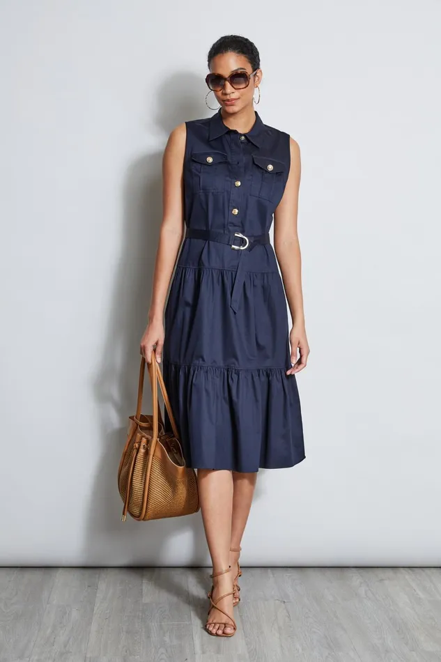 Outlet 8211 Women Midi Dresses Elie Tahari Cotton Utility Dress Stargazer