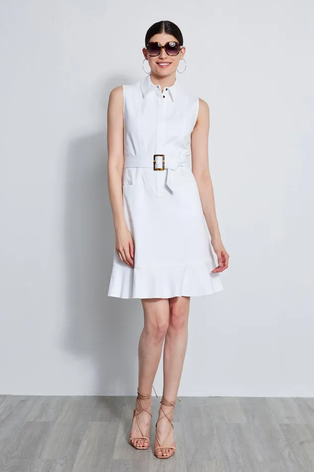 Outlet 8211 Women Midi Dresses Elie Tahari Denim Fit and Flare Dress White