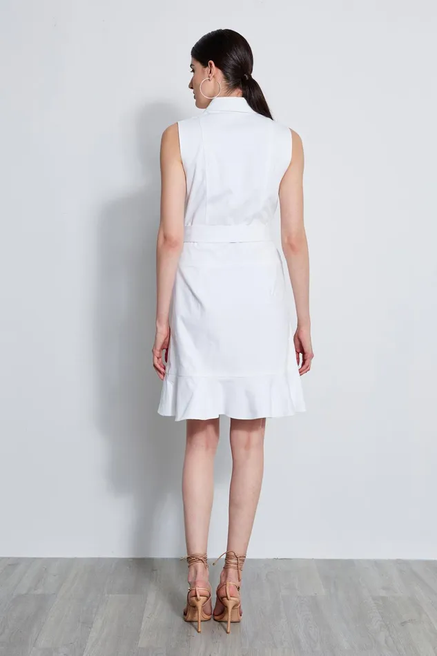 Outlet 8211 Women Midi Dresses Elie Tahari Denim Fit and Flare Dress White