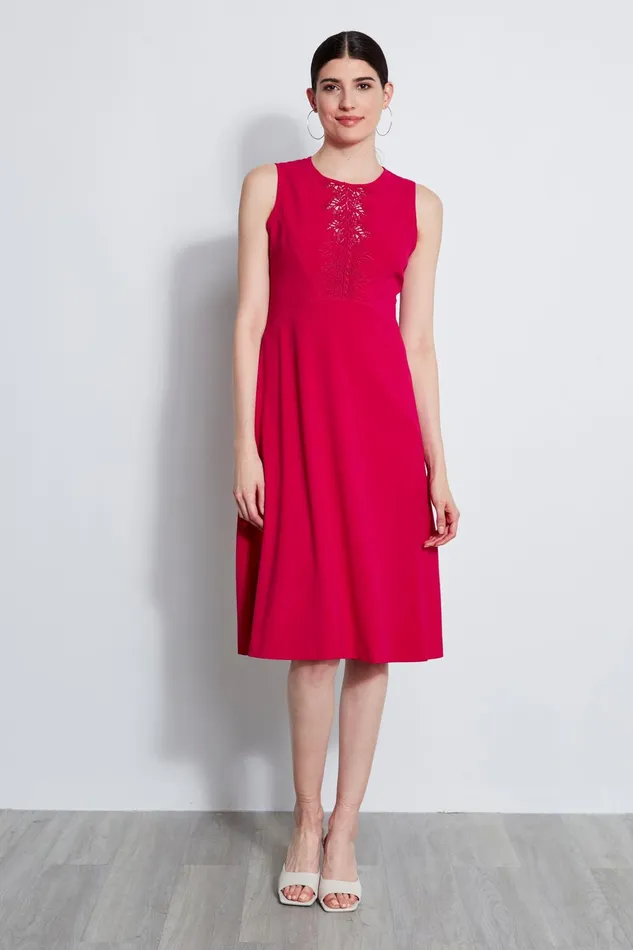 Outlet 8211 Women Midi Dresses Elie Tahari Lace Applique Midi Dress Cyclamen