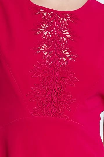 Outlet 8211 Women Midi Dresses Elie Tahari Lace Applique Midi Dress Cyclamen