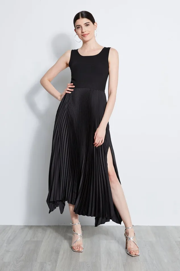 Outlet 8211 Women Midi Dresses Elie Tahari Pleated Midi Dress Noir