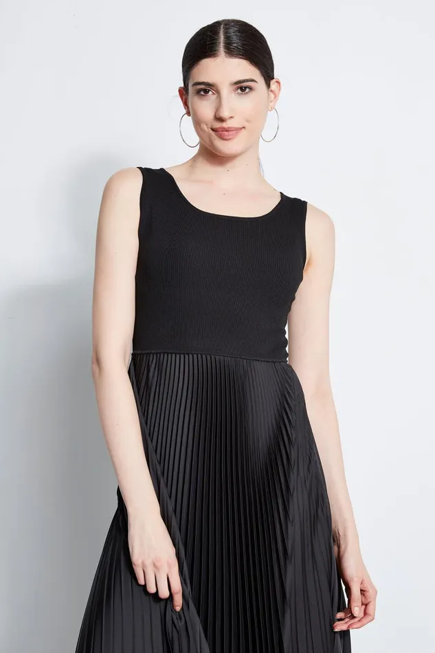 Outlet 8211 Women Midi Dresses Elie Tahari Pleated Midi Dress Noir