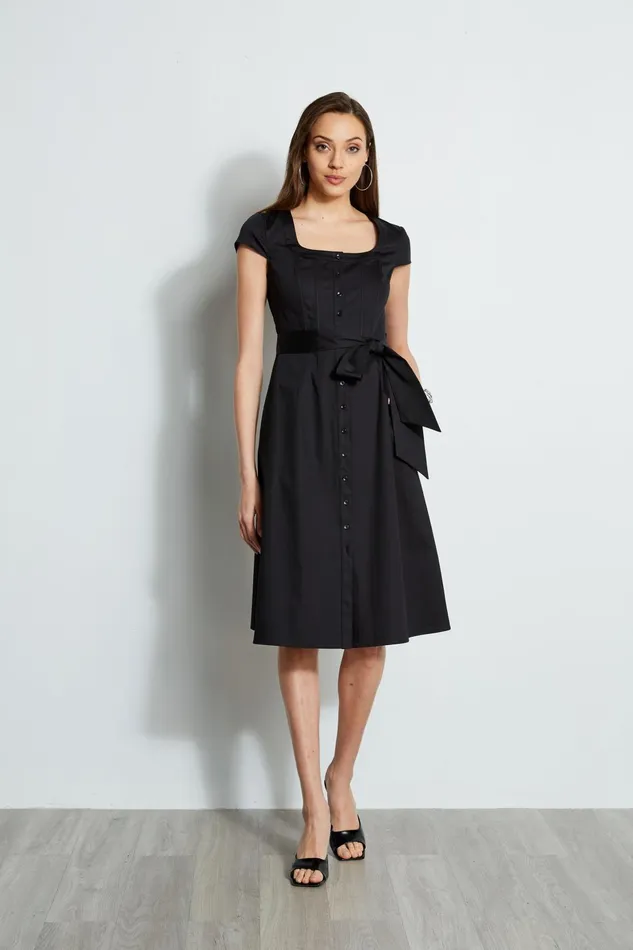 Outlet 8211 Women Midi Dresses Elie Tahari Poplin Corset Dress Black