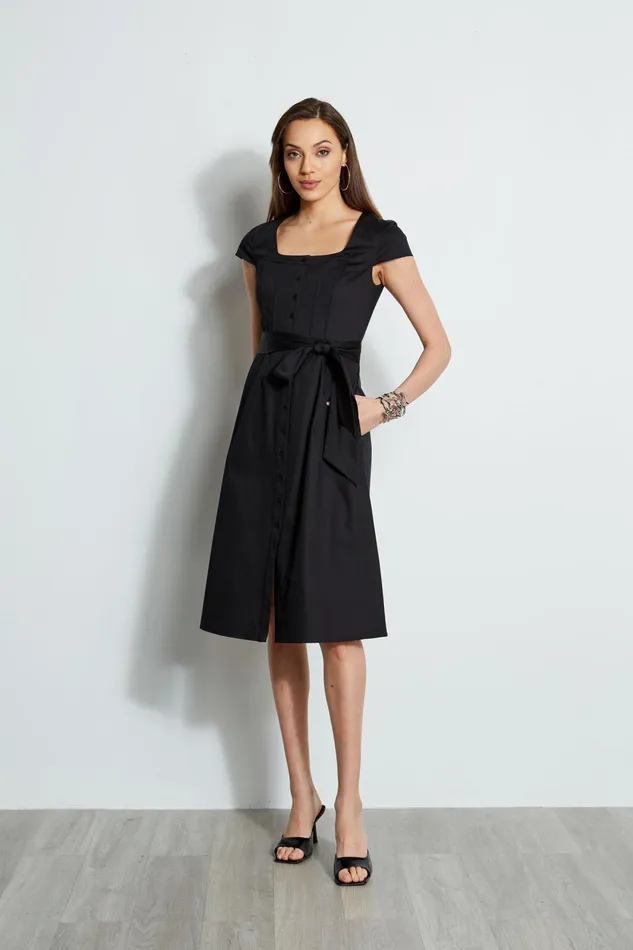 Outlet 8211 Women Midi Dresses Elie Tahari Poplin Corset Dress Black
