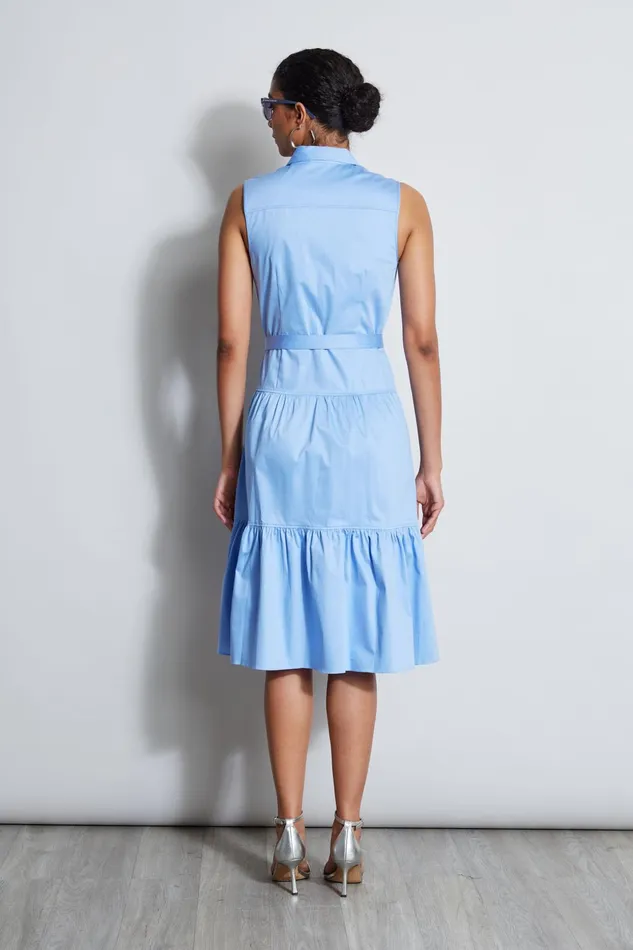 Outlet 8211 Women Sleeveless Dresses Elie Tahari Cotton Utility Dress Horizon Blue
