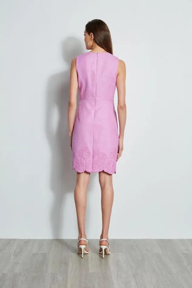 Outlet 8211 Women Sleeveless Dresses Elie Tahari Embroidered Hem Dart Dress Orchid