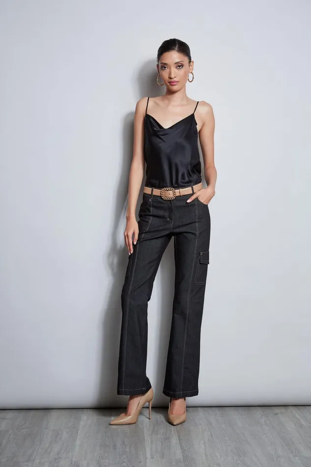 Outlet 8211 Women Suiting Elie Tahari Denim Cargo Pant Black