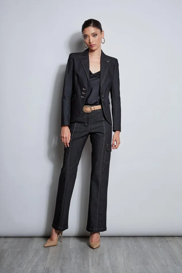 Outlet 8211 Women Suiting Elie Tahari Denim Cargo Pant Black