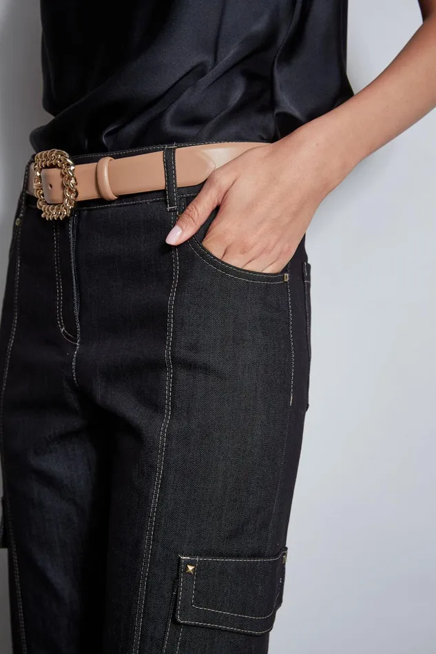 Outlet 8211 Women Suiting Elie Tahari Denim Cargo Pant Black