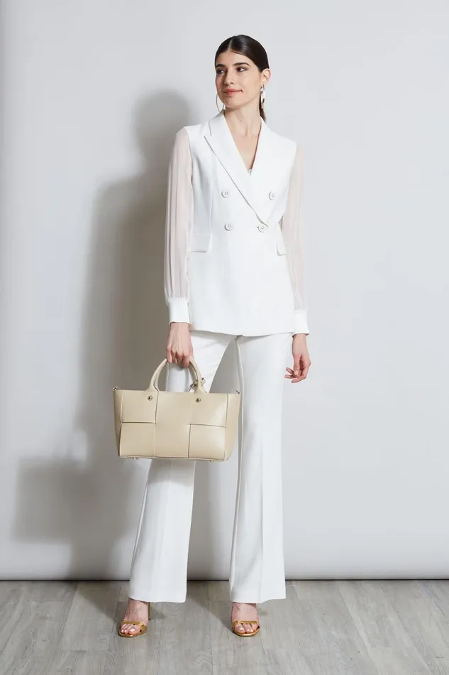 Outlet 8211 Women Suiting Elie Tahari Double Breasted Chiffon Sleeve Blazer Foam