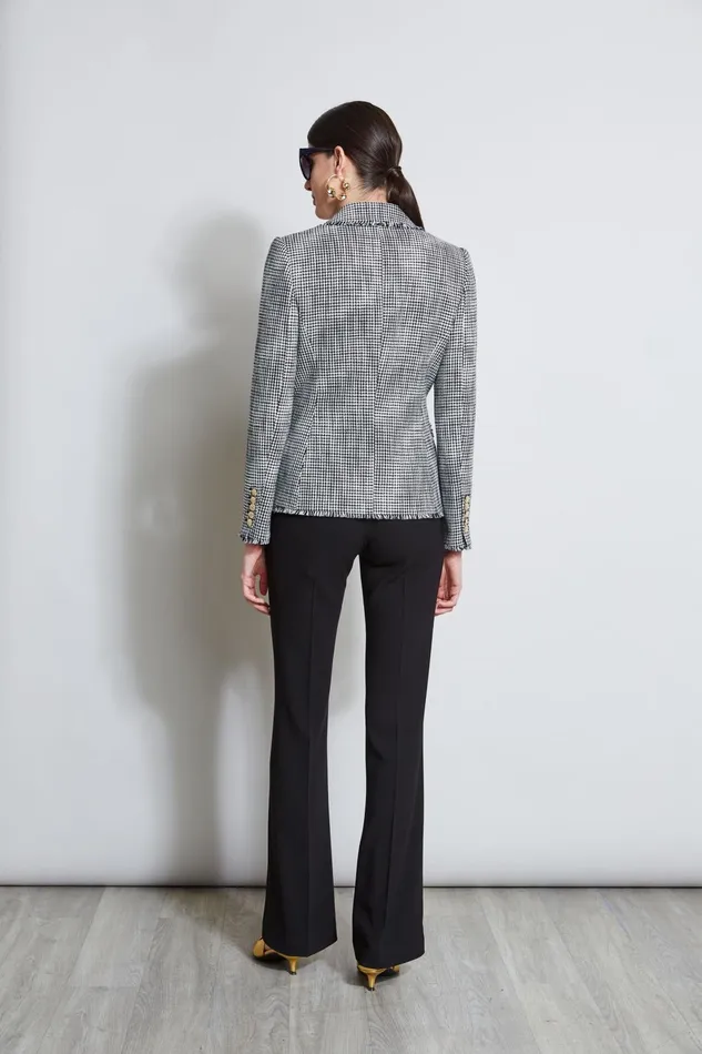 Outlet 8211 Women Suiting Elie Tahari Double Breasted Tweed Blazer Blkwht