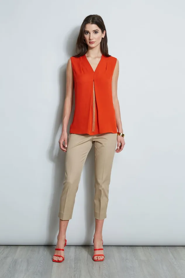 Outlet 8211 Women Tops Elie Tahari Chain Pleat Shirt Agave