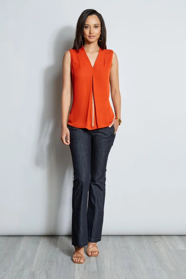 Outlet 8211 Women Tops Elie Tahari Chain Pleat Shirt Agave