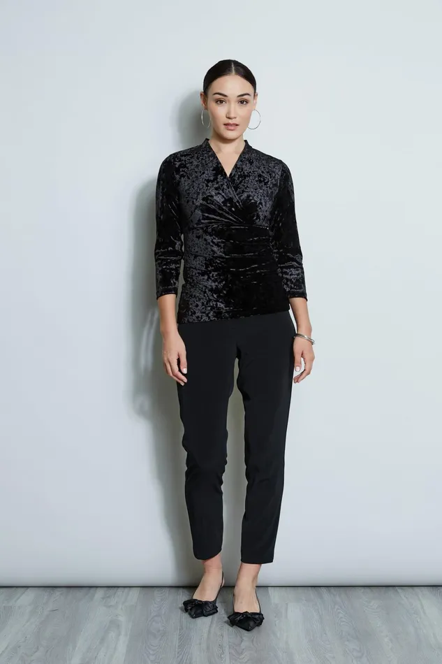 Outlet 8211 Women Tops Elie Tahari Crushed Velvet Ruched Knit Black