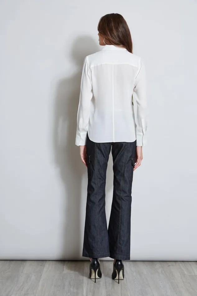 Outlet 8211 Women Tops Elie Tahari Digital Floral Silk Shirt Foam Multi