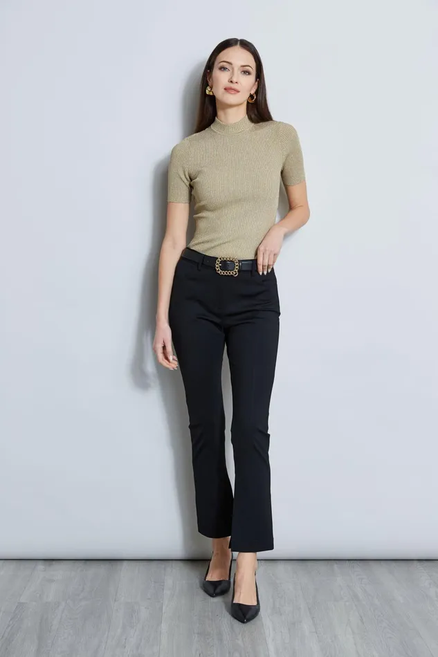 Outlet 8211 Women Tops Elie Tahari Metallic Mock Neck Sweater Gold Metallic