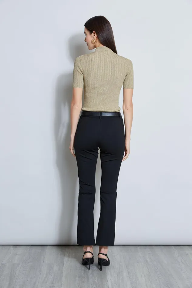 Outlet 8211 Women Tops Elie Tahari Metallic Mock Neck Sweater Gold Metallic