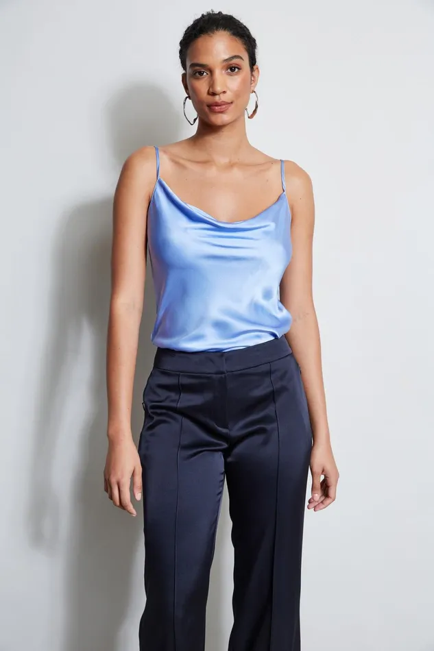 Outlet 8211 Women Tops Elie Tahari Silk Satin Cami Horizon Blue