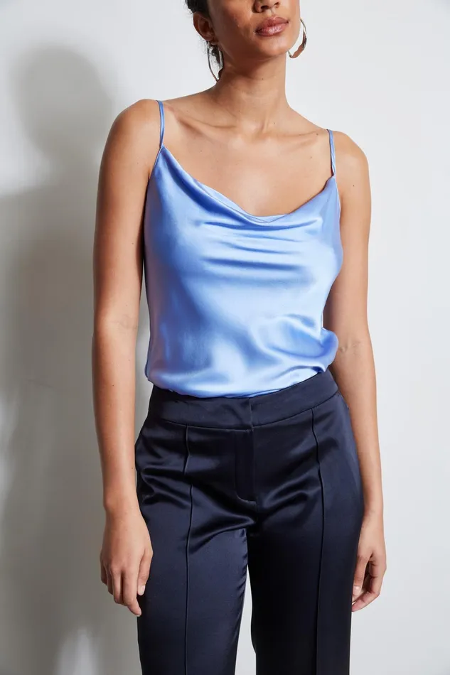 Outlet 8211 Women Tops Elie Tahari Silk Satin Cami Horizon Blue