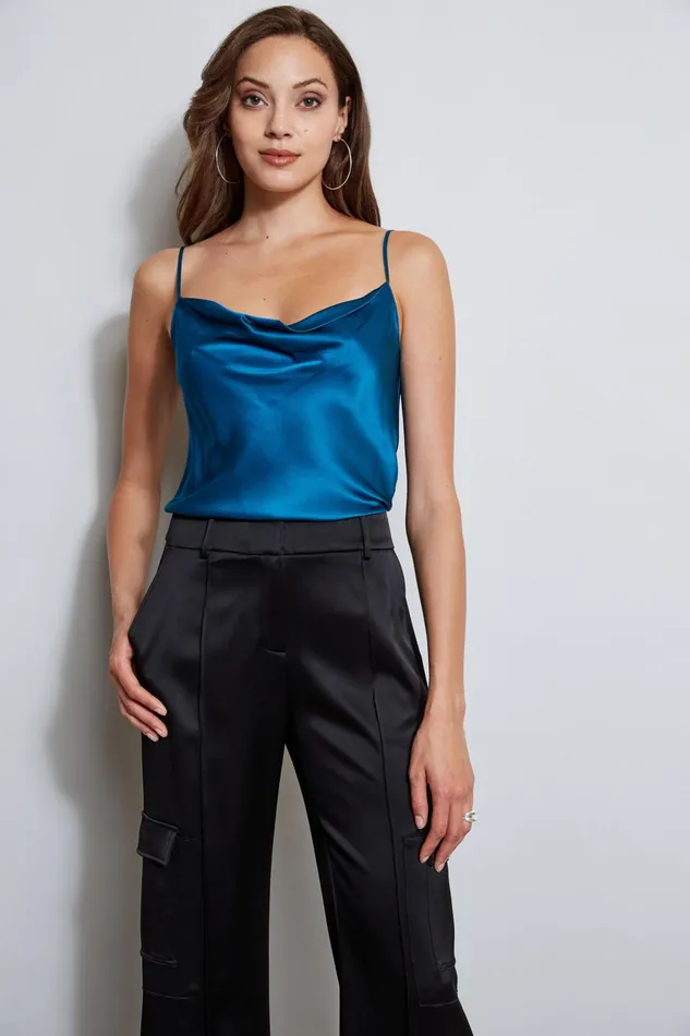 Outlet 8211 Women Tops Elie Tahari Silk Satin Cami Teal