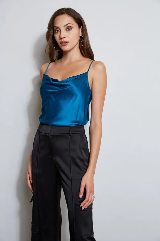 Outlet 8211 Women Tops Elie Tahari Silk Satin Cami Teal