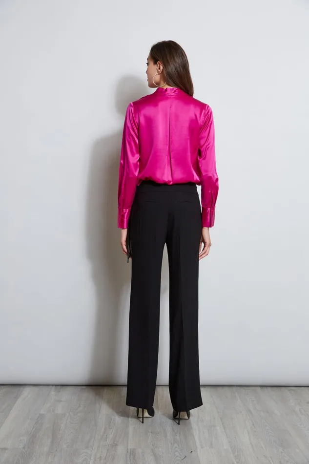 Outlet 8211 Women Tops Elie Tahari Silk Satin Contour Neck Shirt Electric Pink
