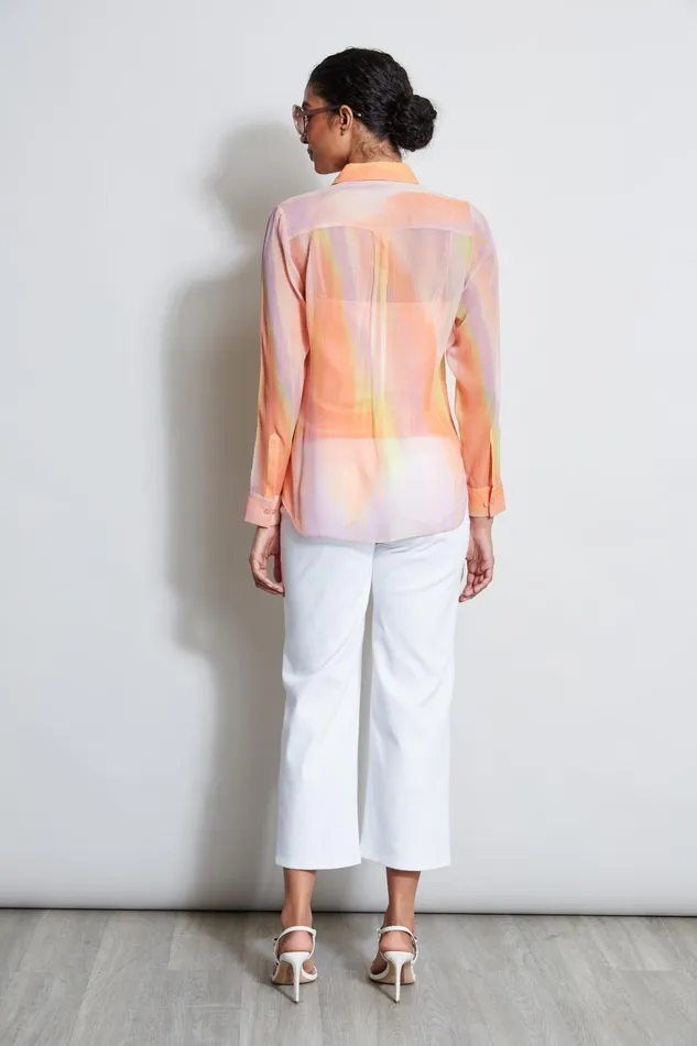 Outlet 8211 Women Tops Elie Tahari Silk Sunrise Utility Shirt Multi