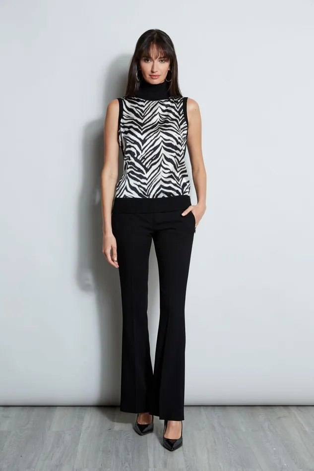 Outlet 8211 Women Tops Elie Tahari Silk Zebra Print Sweater Black