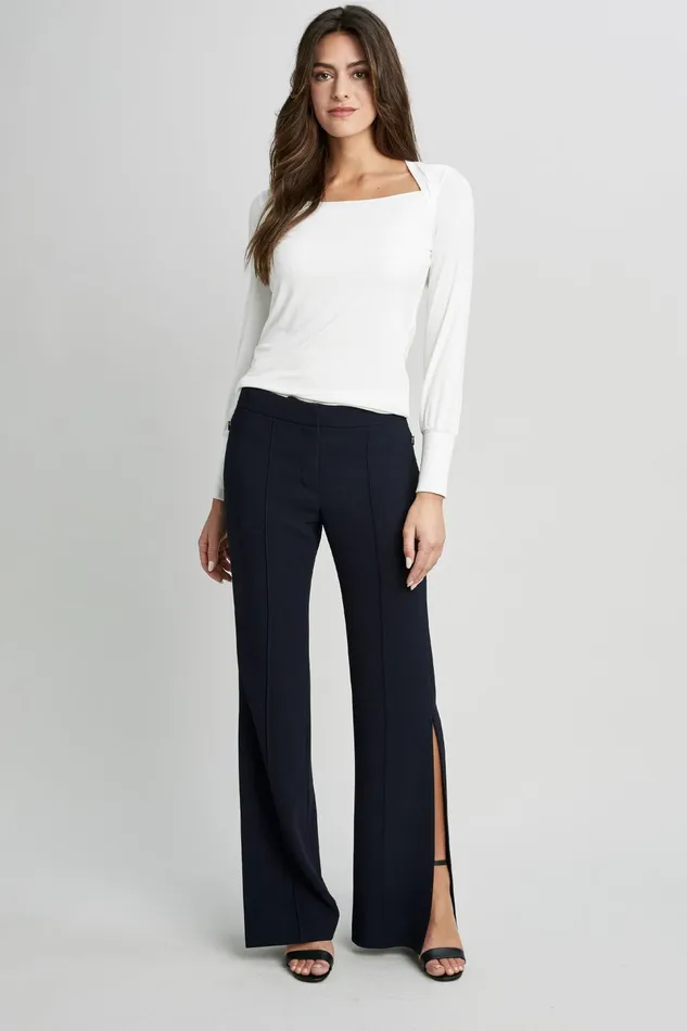Outlet 8211 Women Tops Elie Tahari Straight Neck Ribbed Knit Sky White