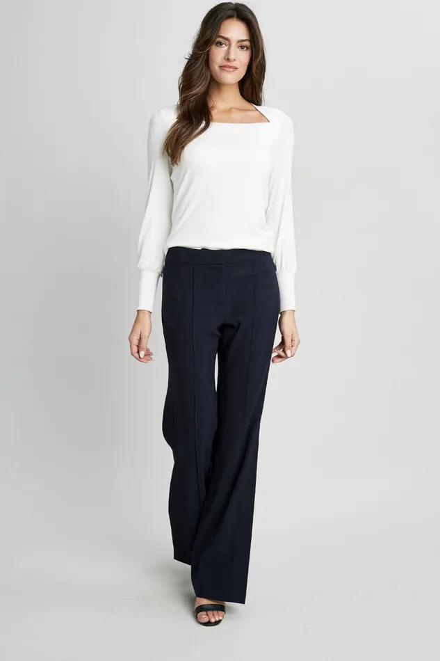 Outlet 8211 Women Tops Elie Tahari Straight Neck Ribbed Knit Sky White