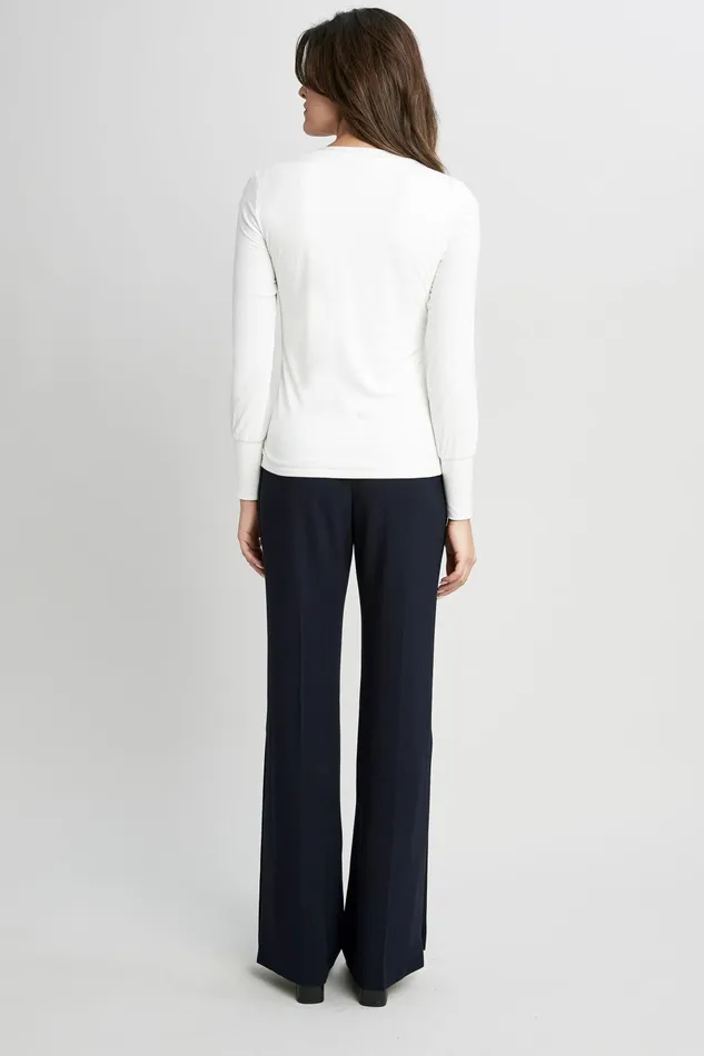Outlet 8211 Women Tops Elie Tahari Straight Neck Ribbed Knit Sky White