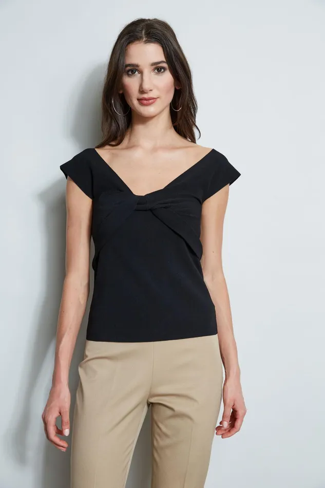 Outlet 8211 Women Tops Elie Tahari Twist Front Sweater Noir