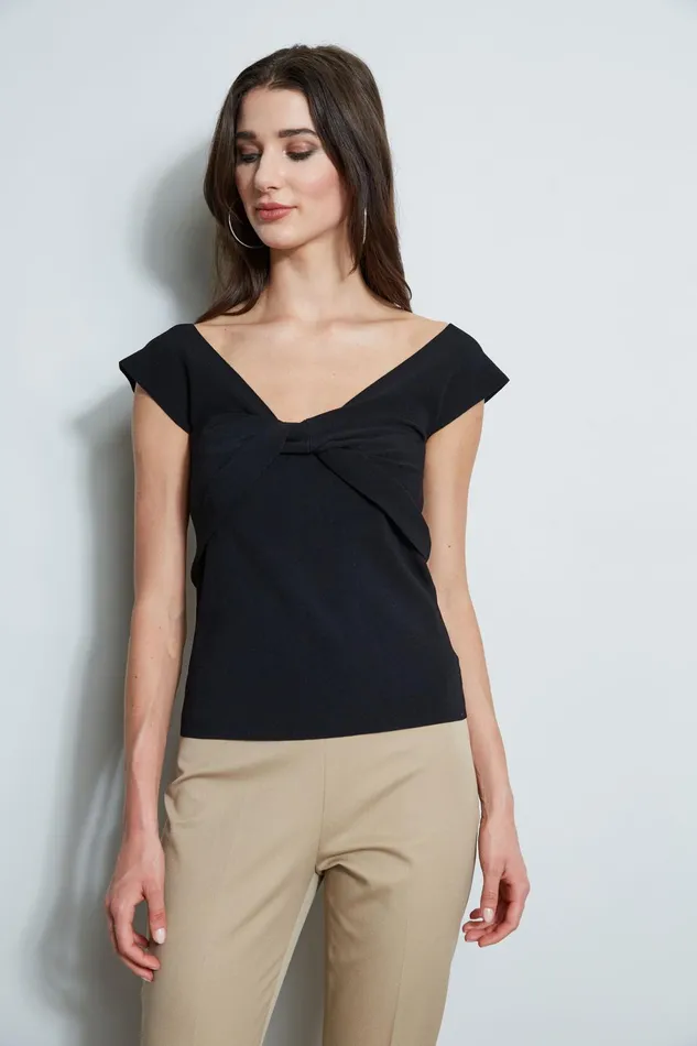 Outlet 8211 Women Tops Elie Tahari Twist Front Sweater Noir