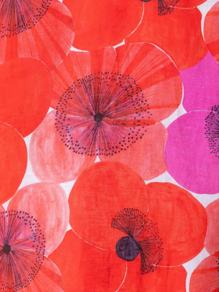 Oversize Linen Tunic Blouse With Poppy Print Poppy Women Akris Blouses