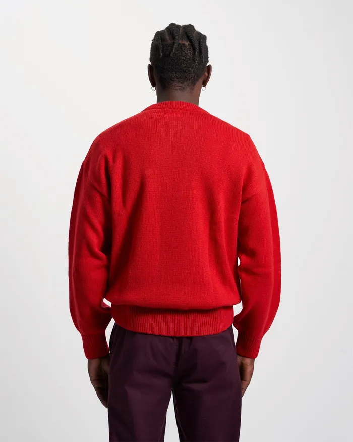 Oversized Merino Wool Crew 8211 Magenta Blaze Knit Sweaters Colorfulstandard Men