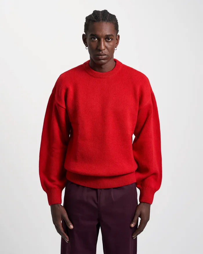 Oversized Merino Wool Crew 8211 Magenta Blaze Knit Sweaters Colorfulstandard Men