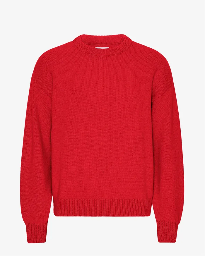 Oversized Merino Wool Crew 8211 Scarlet Red Men Knit Sweaters Colorfulstandard