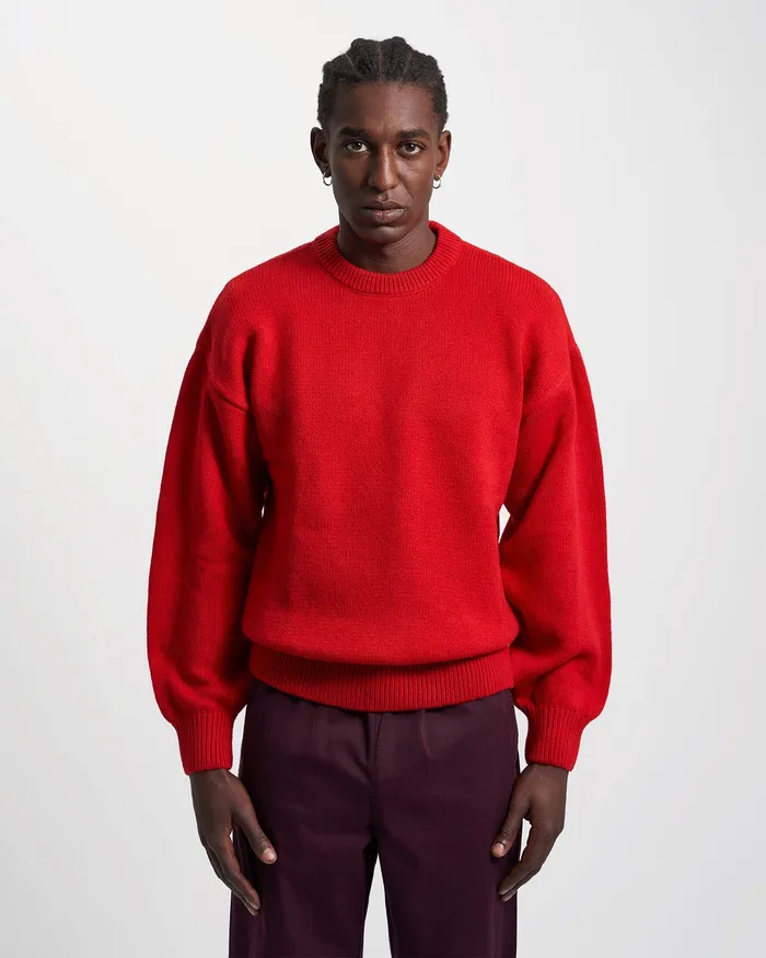 Oversized Merino Wool Crew 8211 Scarlet Red Men Knit Sweaters Colorfulstandard